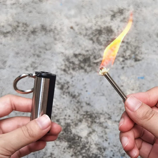 Fire Starter Flint Match Lighter Keychain Camping Emergency Gear Survival