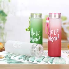 Hello Master Water Bottle New Frosted Glass Colorful Letter with Pope Portable Travel