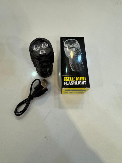 Mini Portable Outdoor Flashlight LED Flashlights High Lumens Three Eyed Rechargeable Lightning For Outdoor
