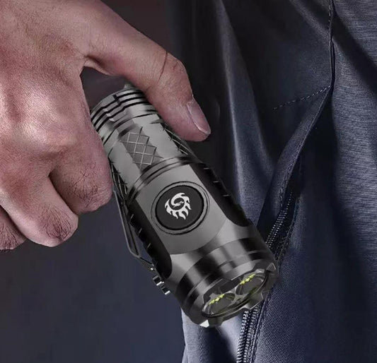 Mini Portable Outdoor Flashlight LED Flashlights High Lumens Three Eyed Rechargeable Lightning For Outdoor