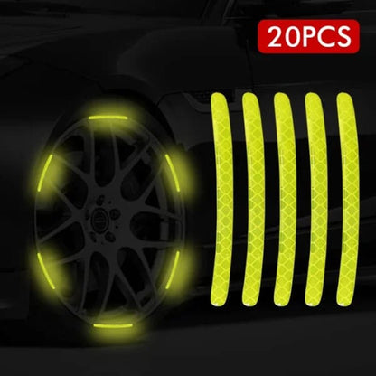 Wheel Hub Sticker For Car, Bicycle, Motorcycle | Car Warning Sticker (20pcs) | Wheel Center Reflective Stickers Stripe