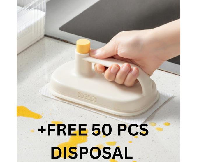 Kitchen Cleaning Magic Brush & Replaceable Disposable Magic Cloth, Replaceable Magic Brush Powerful Cleaning Cloth 50 Pec Cloth Free